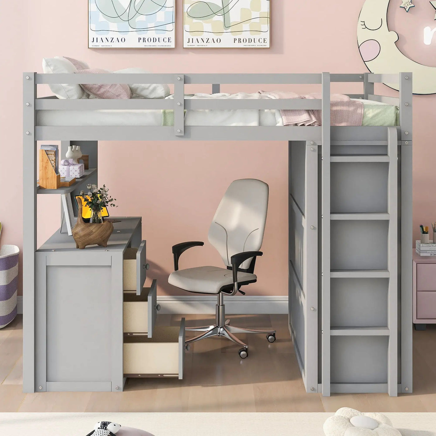 Loft Bed With Drawers, Desk, And Wardrobe by HouseOfZazla