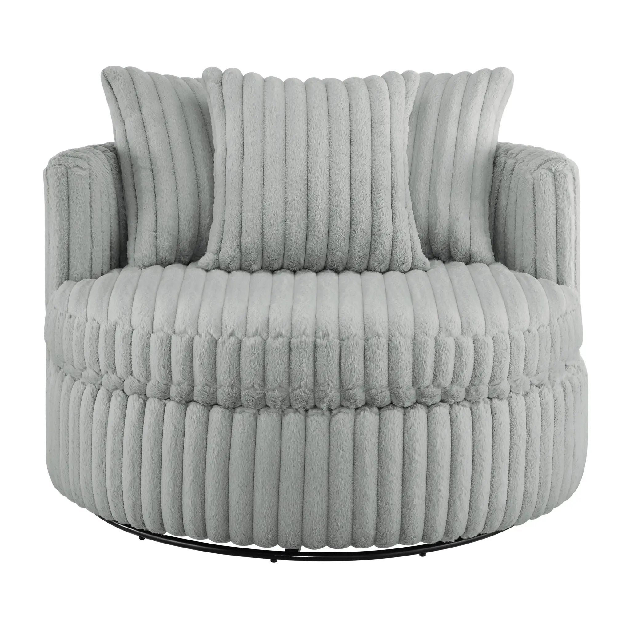 Mindy - Oversized Swivel Barrel Chair - Gray by HouseOfZazla