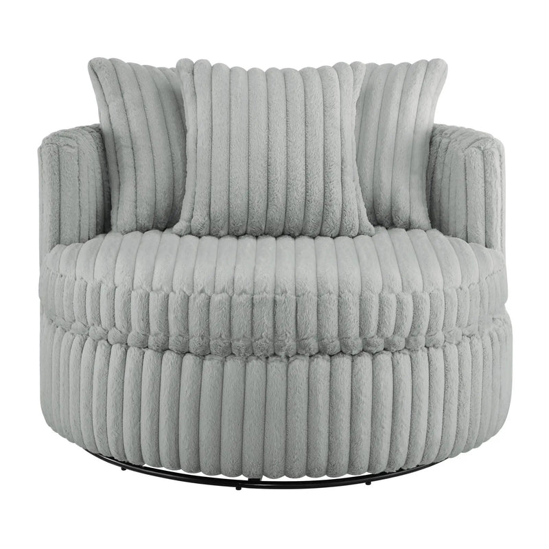 Mindy - Oversized Swivel Barrel Chair - Gray by HouseOfZazla