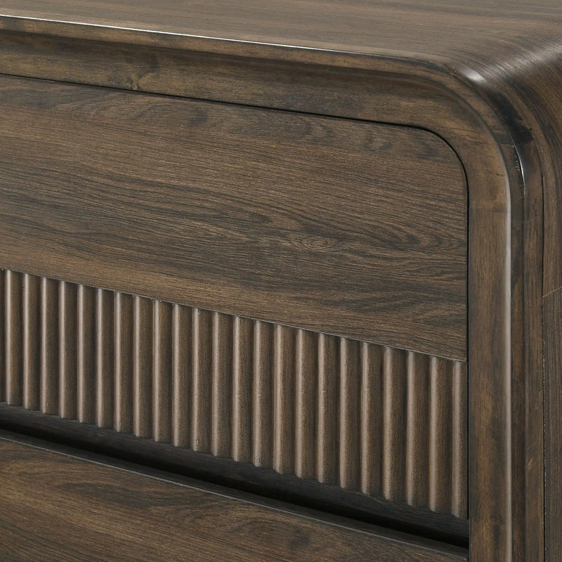 Flair Rounded Edges 1 Piece Chest, 5 Drawer Storage Bedroom Furniture - Brown by Unique Piece Furniture