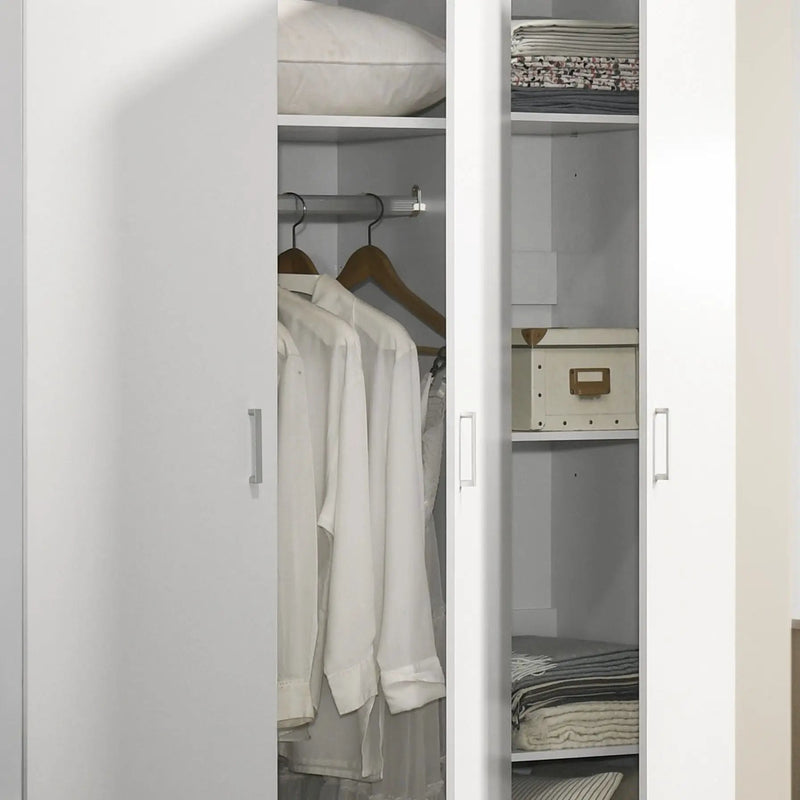 Declan - 3 - Door Wardrobe Cabinet Armoire With Storage Shelves And Hanging Rod - White by Unique Piece Furniture