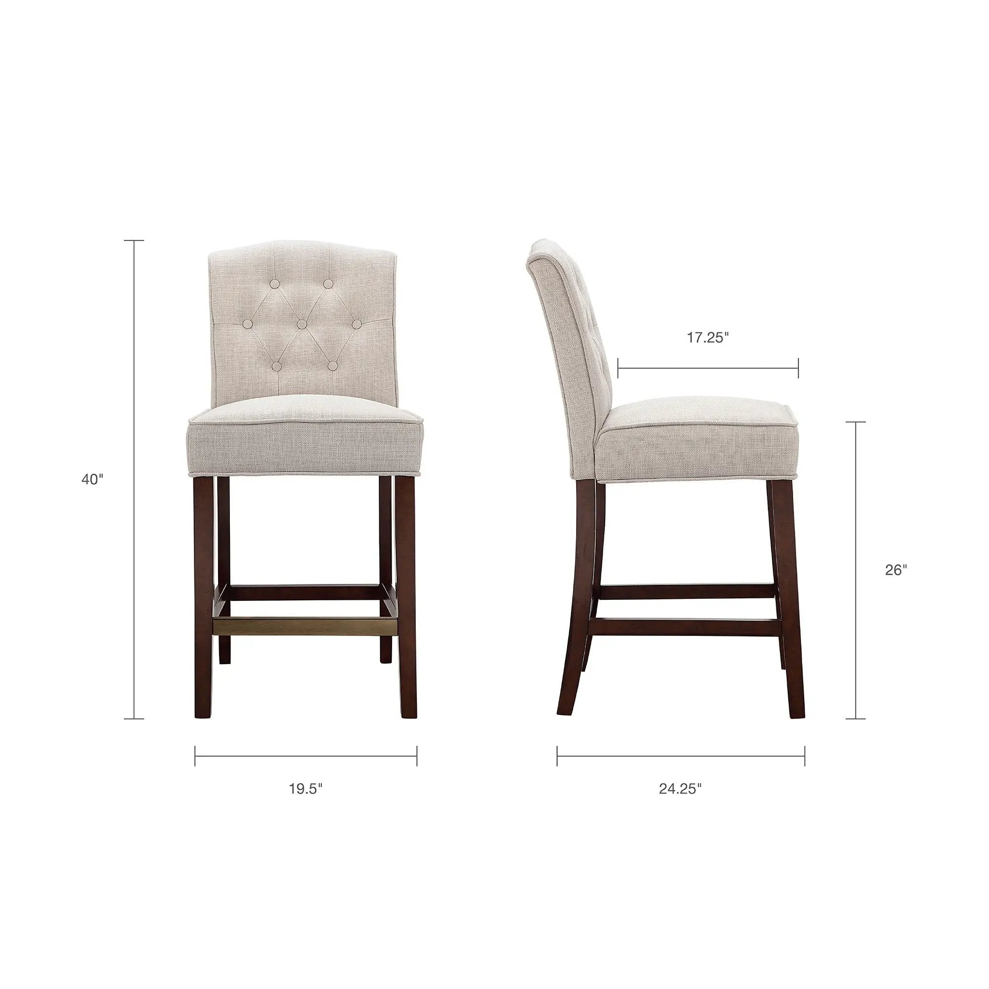 Tufted Counter Stool With Button Tufted Back - Tan by HouseOfZazla