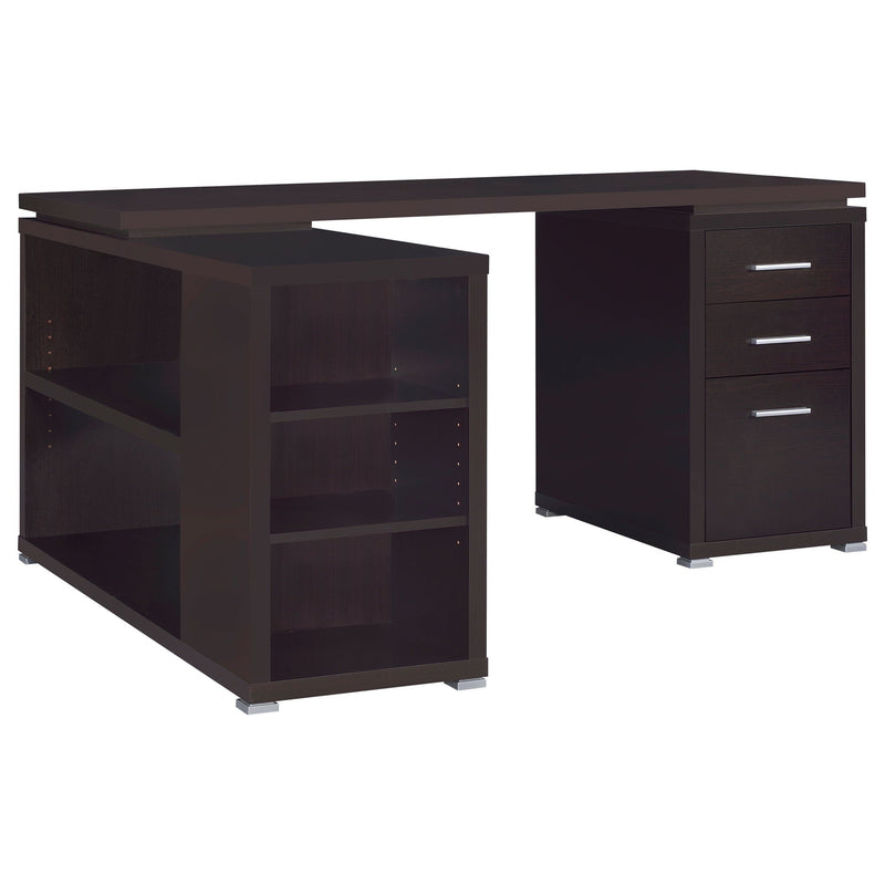 Tona - L-Shape Computer Desk With 3 Drawers And 5 Shelves by HouseOfZazla