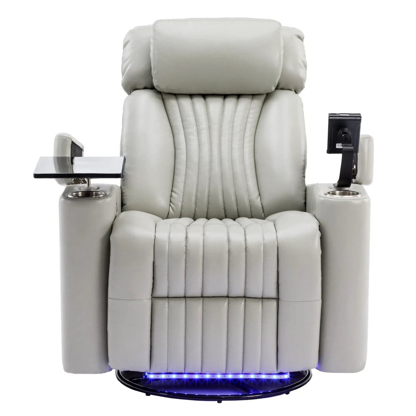 270° Power Swivel Recliner Home Theater Chair With Hidden Arm Storage, LED Light, Cup Holder, And Tray Table by Unique Piece Furniture
