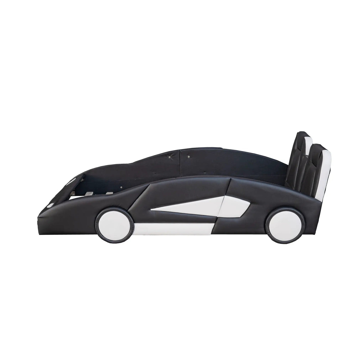 Race Car Shaped Twin Platform Bed With Wheels, Pine Wood Construction by HouseOfZazla