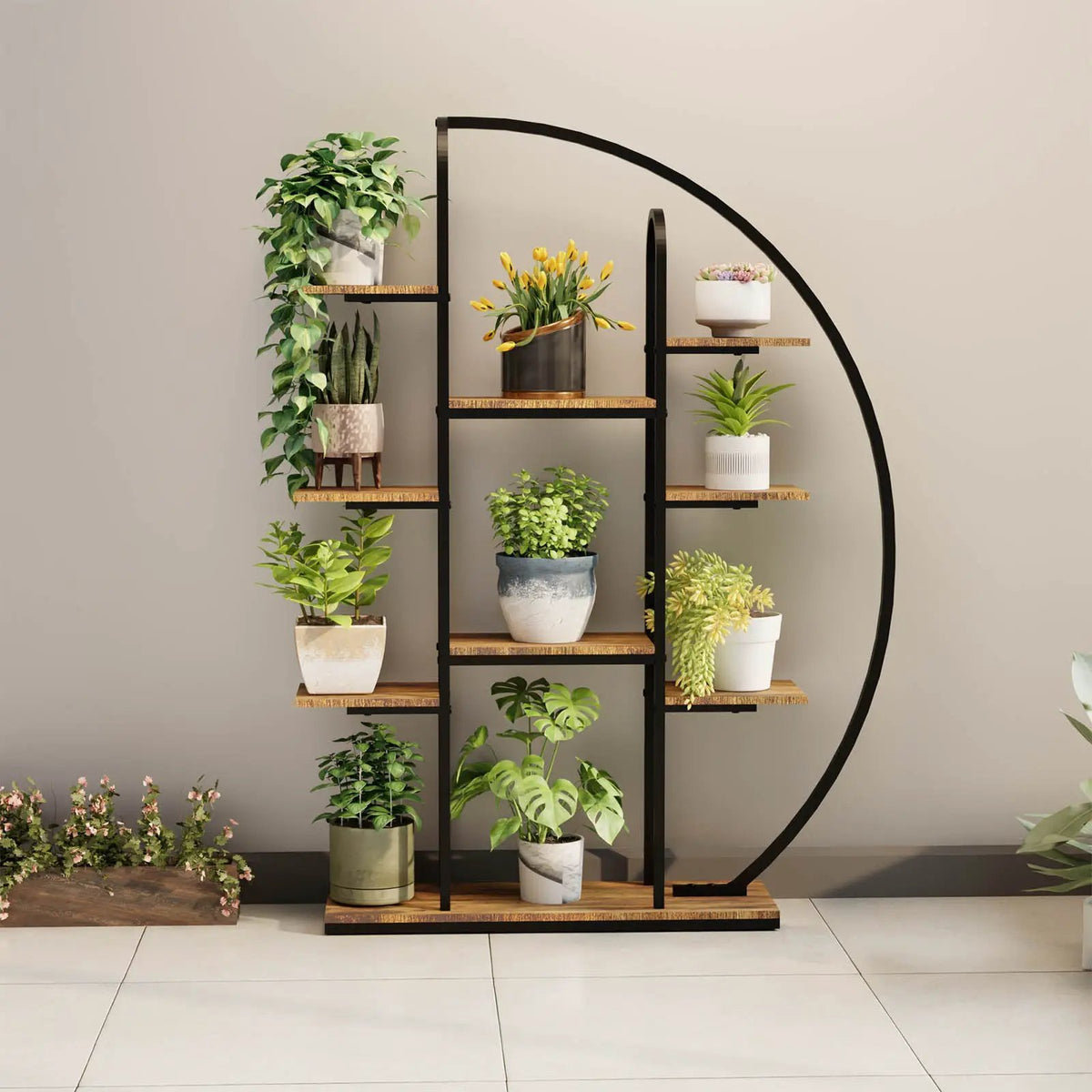 62.2 Inch Tall Metal Indoor Plant Stand with Grow Lights by HouseOfZazla