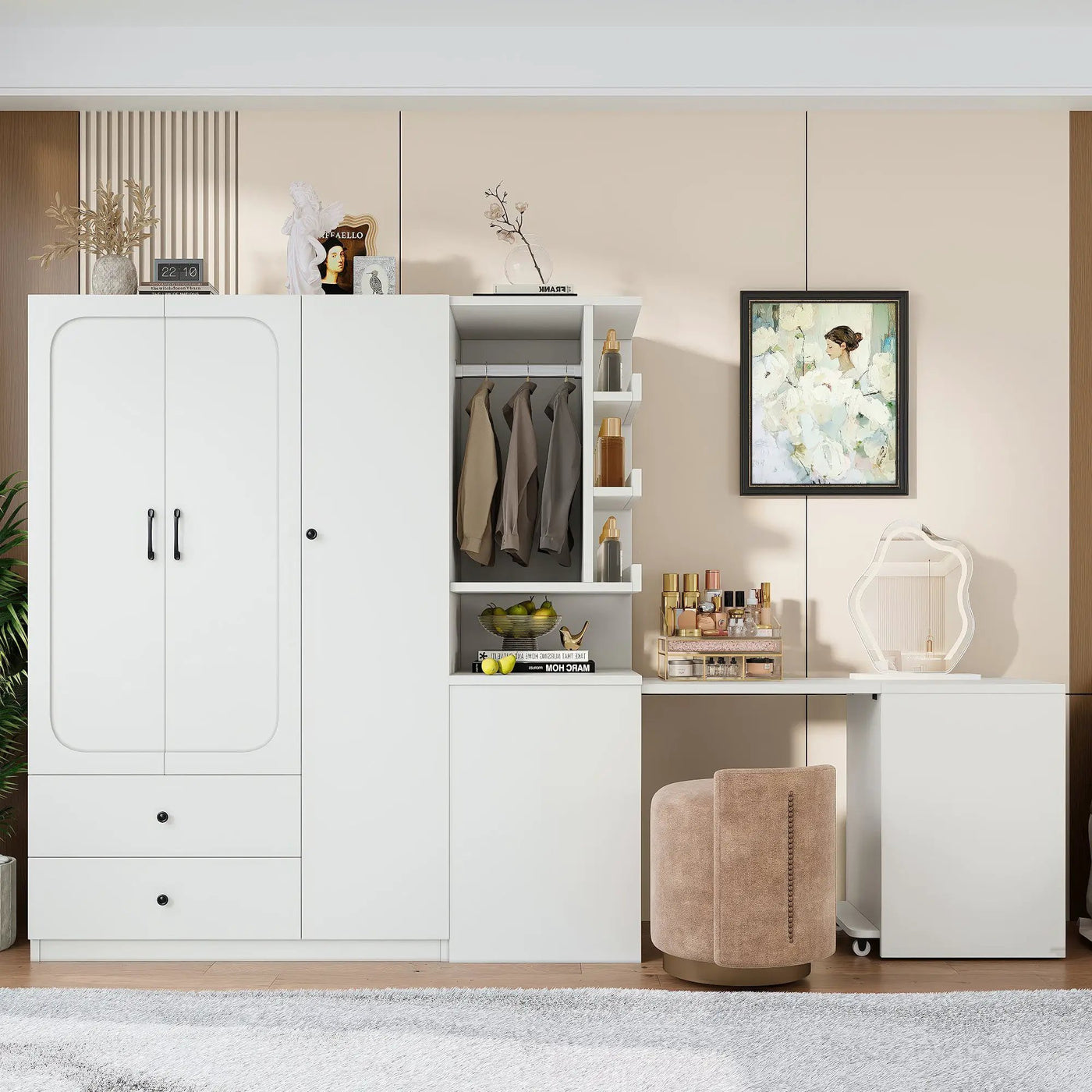 Multifunctional Wardrobe with 2 Doors and Convertible Desk by HouseOfZazla