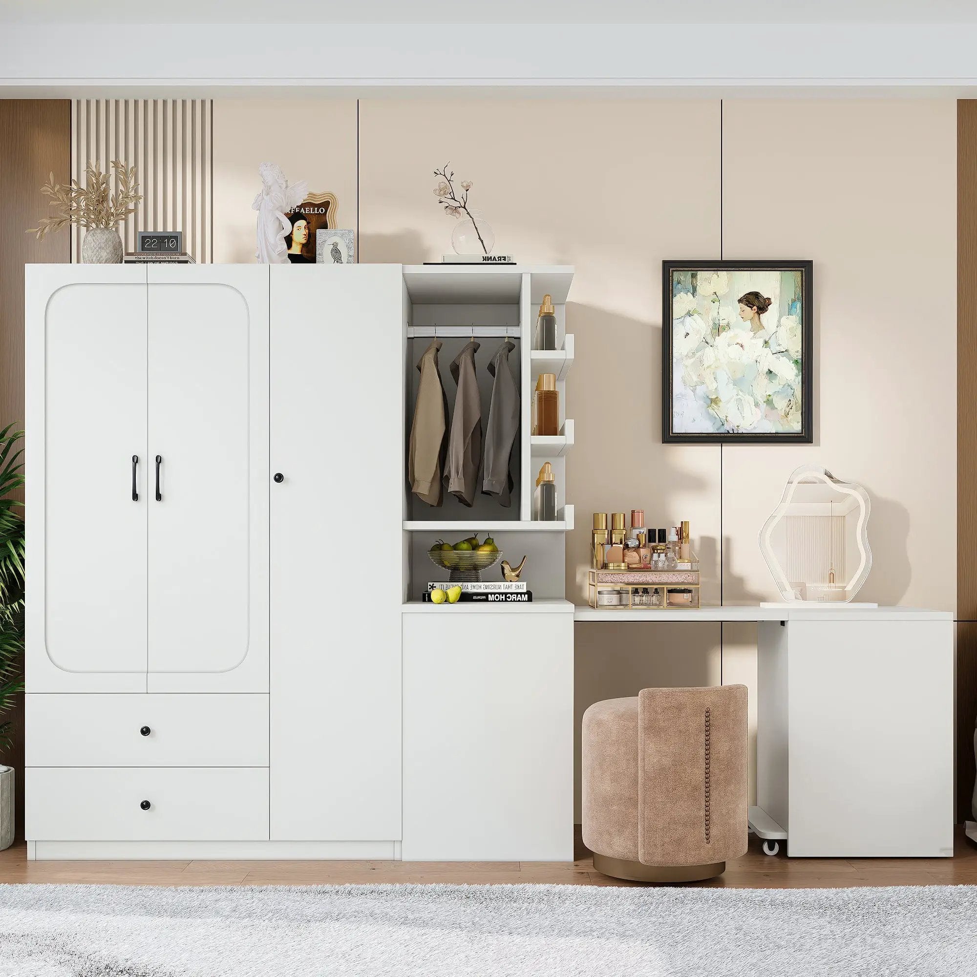 Multifunctional Wardrobe with 2 Doors and Convertible Desk by HouseOfZazla