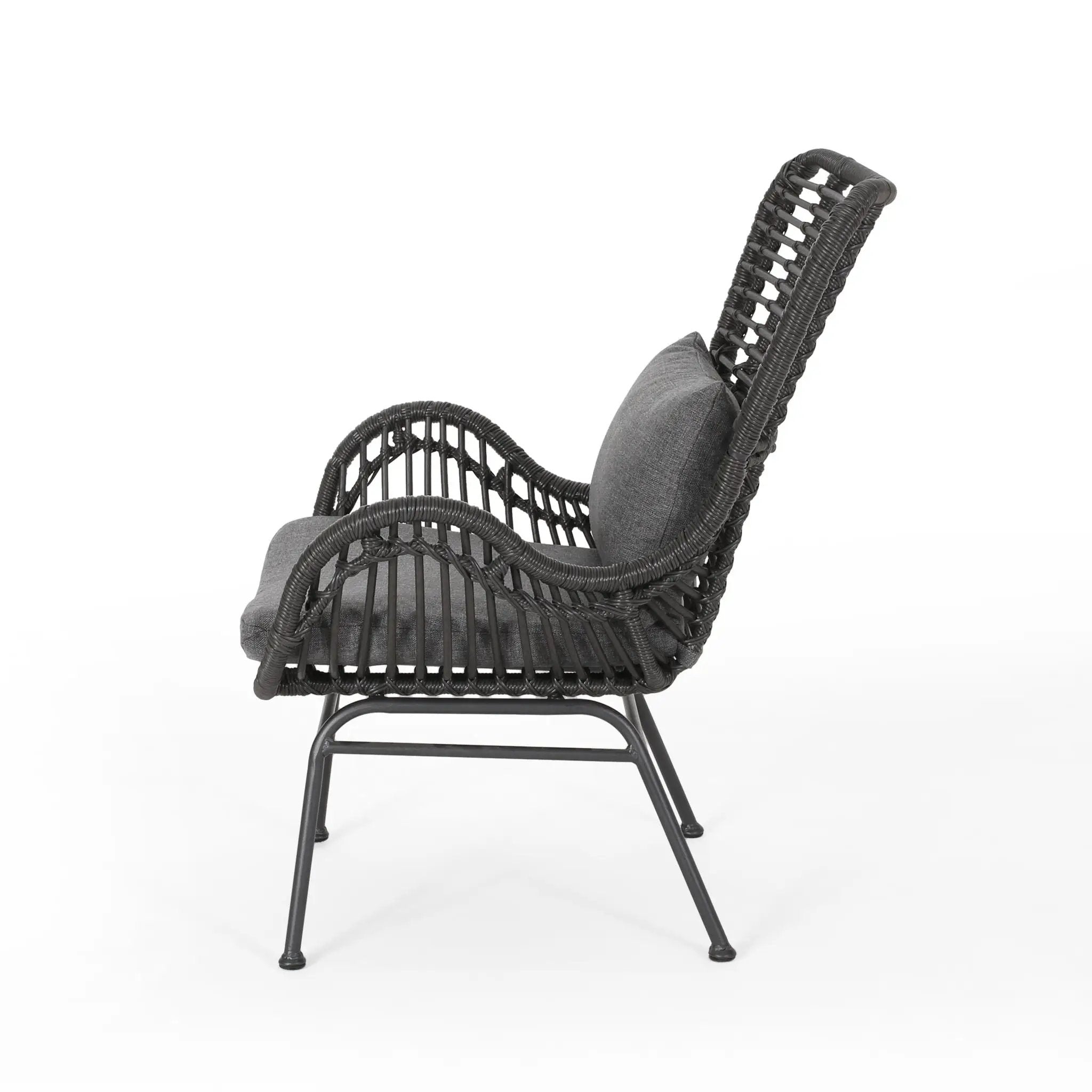 Modern Aesthetic Outdoor Rattan Accent Chair With Metal Legs by HouseOfZazla