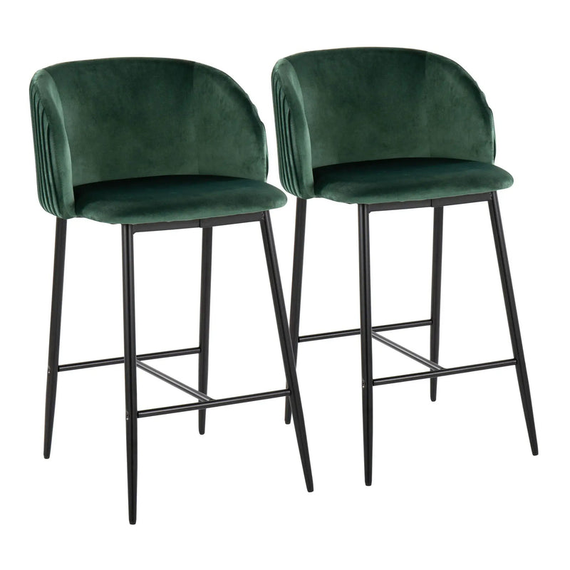 Fran - Pleated Waves Contemporary, Fixed Height Counter Stool (Set of 2) by HouseOfZazla
