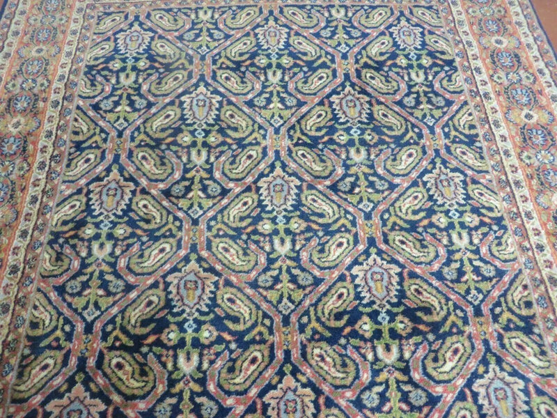 4' X 6' Vintage Fine Handmade India Floral Oriental Wool Rug Carpet Blue Red by Jewel Rugs