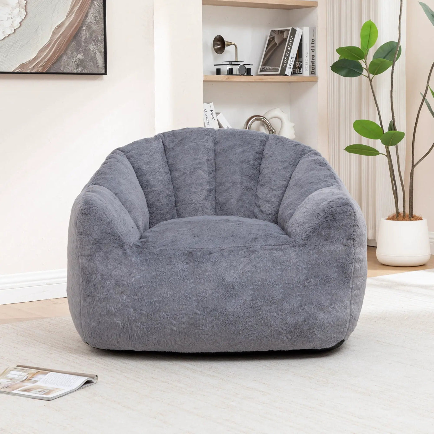 Beanbag Chair, Beanbag Sofa Chair With Armrests Stuffed High Density Foam by Unique Piece Furniture