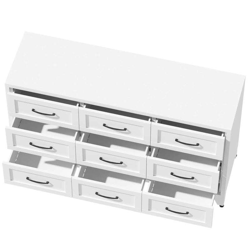 9 Drawer White Metal Dresser with Quiet-Glide Rails by HouseOfZazla