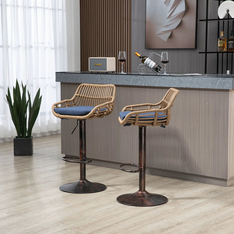 Modern Swivel Bar Stools Adjustable Counter Chairs With Footrest (Set of 2) by HouseOfZazla
