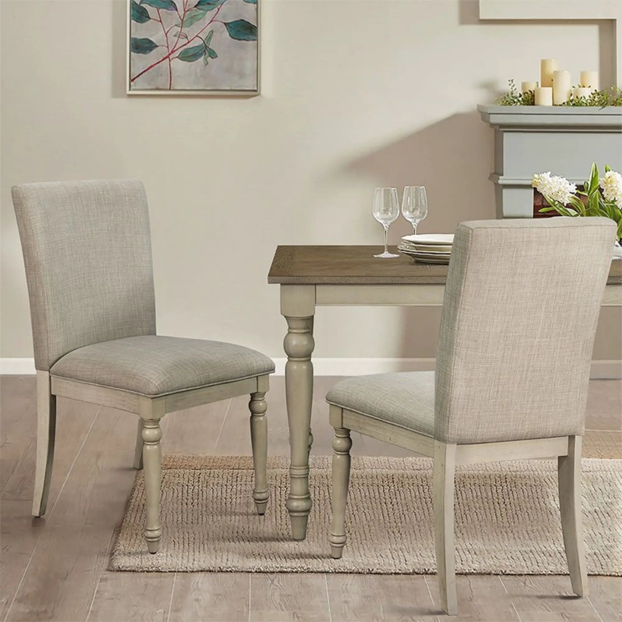 Fiona - Upholstered Dining Chair With Turned Legs (Set of 2) - Light Gray by Unique Piece Furniture