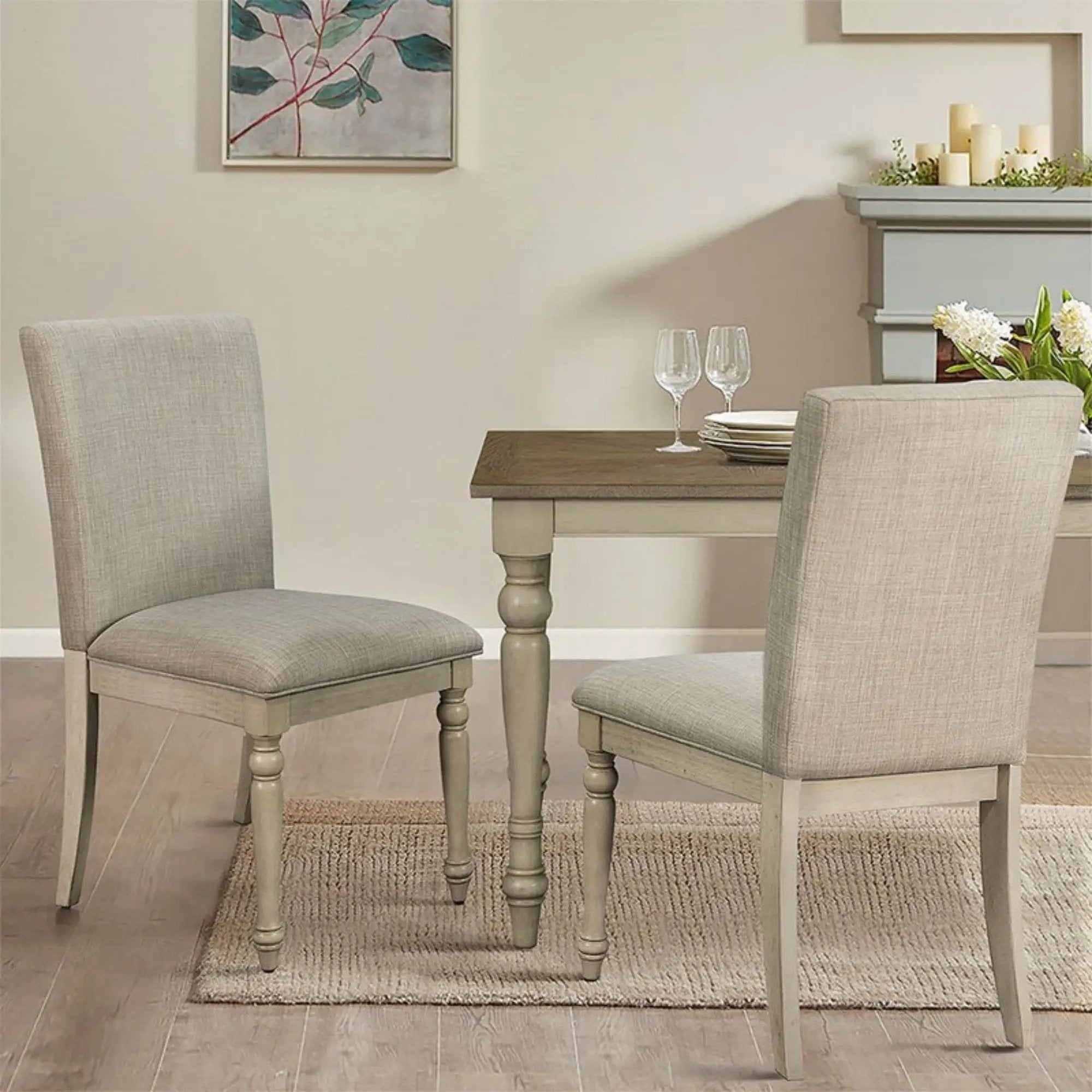 Fiona - Upholstered Dining Chair With Turned Legs (Set of 2) - Light Gray by Unique Piece Furniture
