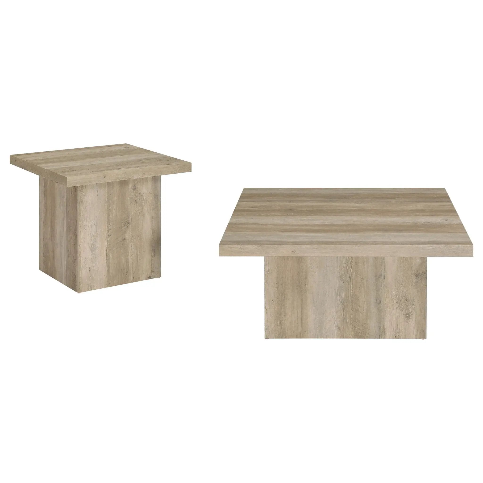 Devar 2-piece Square Coffee End Table Set Distressed Pine by Unique Piece Furniture