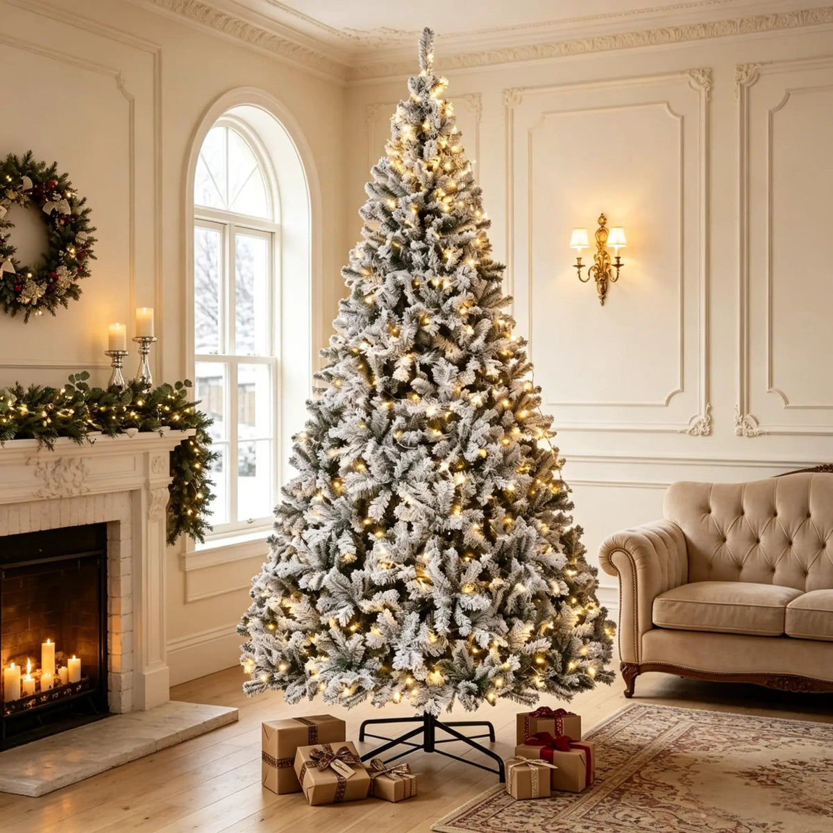 9 Ft Pre-Lit Flocked Fraser Fir Artificial Christmas Tree by HouseOfZazla