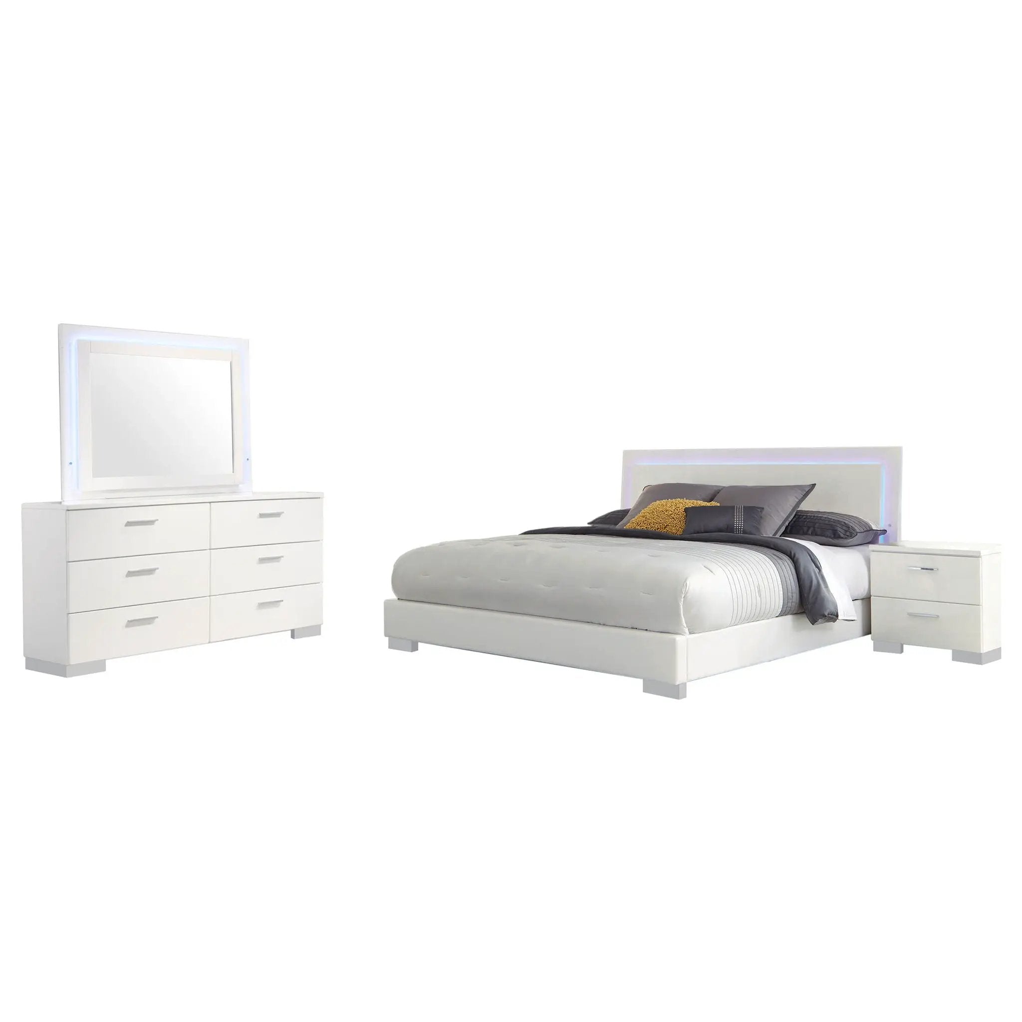 Felicity 4-piece California King Bedroom Set White Gloss by Unique Piece Furniture