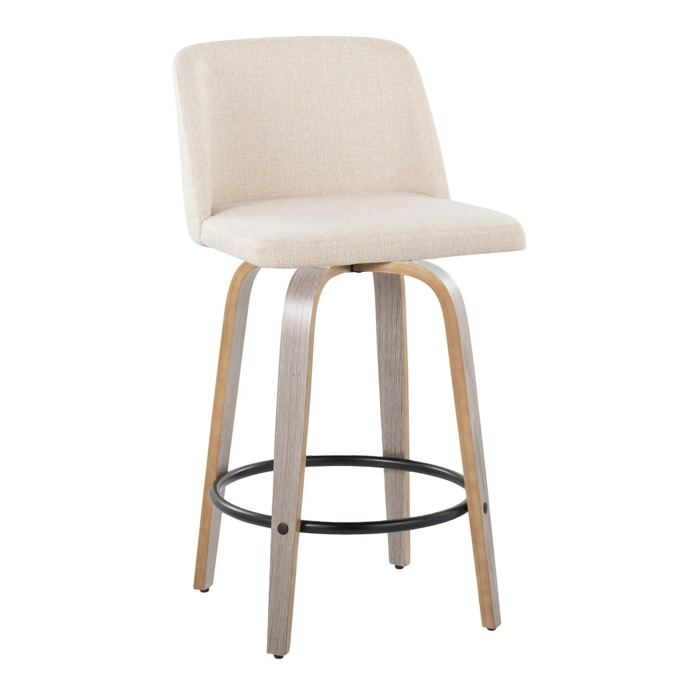 Toriano - Contemporary Fixed Height Counter Stool With Swivel & Round Footrest (Set of 2) by HouseOfZazla