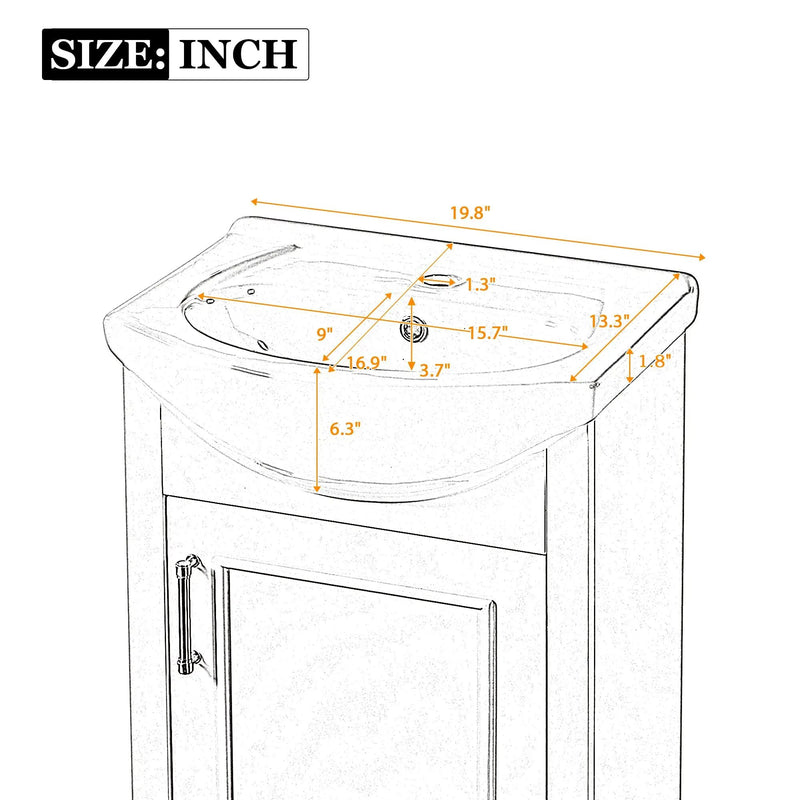 20-Inch Bathroom Vanity with Ceramic Sink by HouseOfZazla