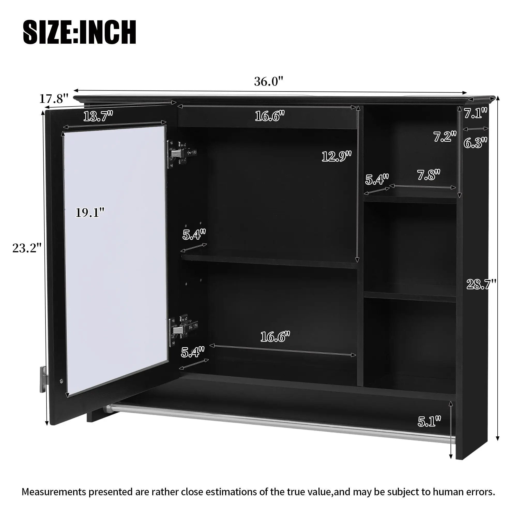 Modern Wall Mounted Mirror Cabinet With Adjustable Shelf, Soft Close Door, And Towel Bar by Unique Piece Furniture