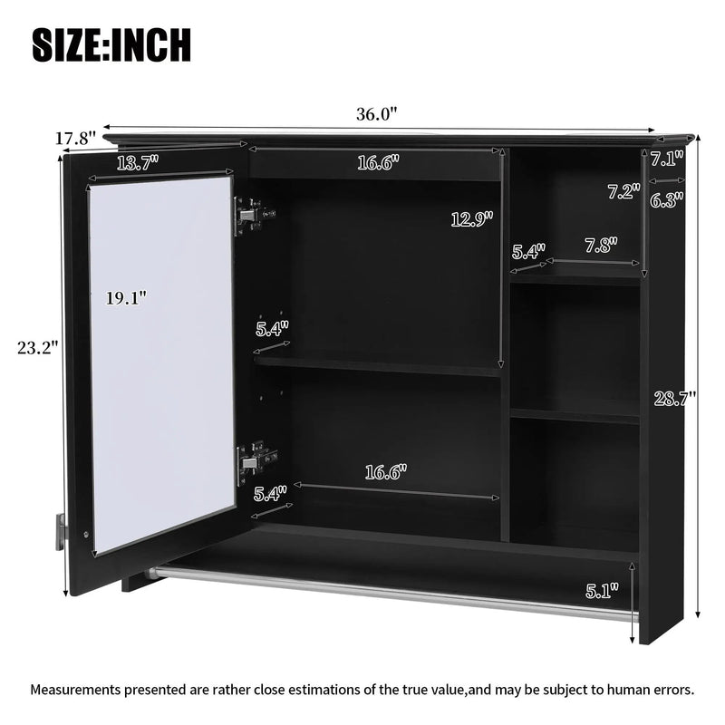 Modern Wall Mounted Mirror Cabinet with Adjustable Shelf and Towel Bar by HouseOfZazla