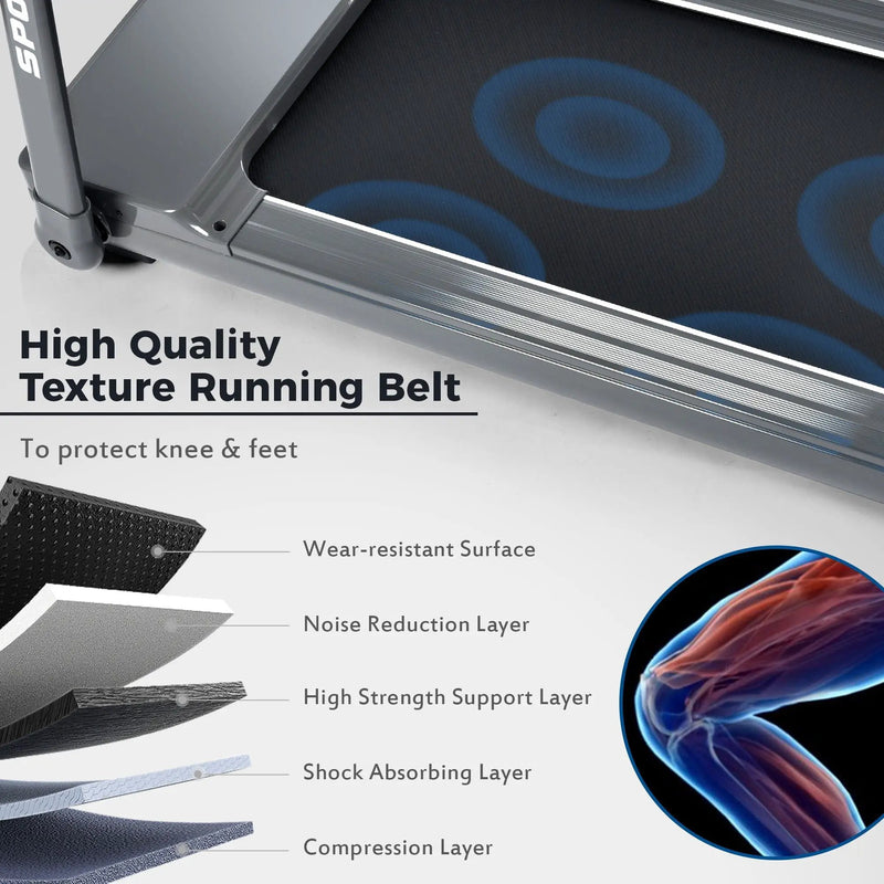 Folding Electric 3.5Hp Treadmill Medium Running Machine Motorised Gym 330Lb, Portable Compact Treadmill Foldable For Home Gym Fitness Workout Jogging Walking, Electric Motorized Power 14Km / H - Gray by HouseOfZazla