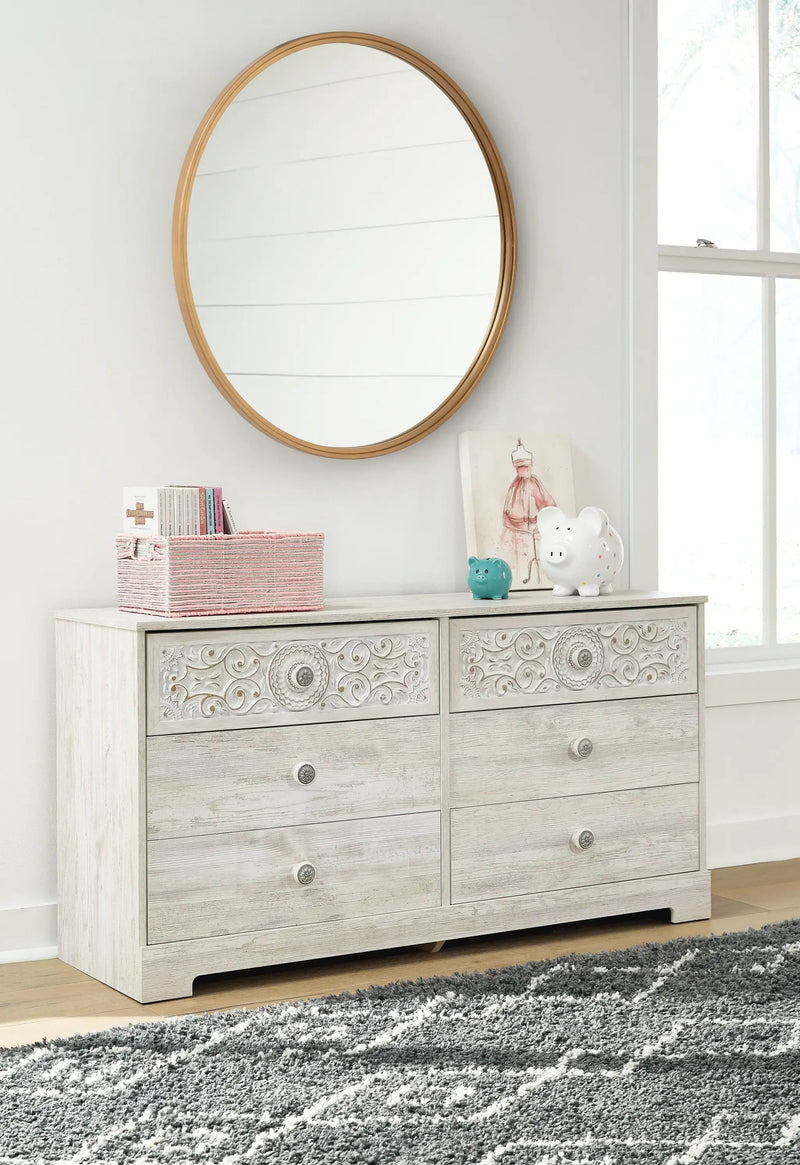 Paxberry - Six Drawer Dresser - Vinyl-Wrapped - Whitewash by Unique Piece Furniture