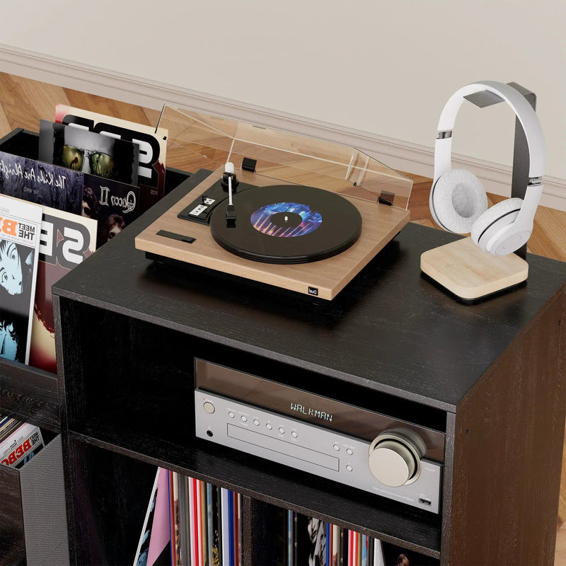 Grain Record Player Stand, Media Console With Speaker Shelf & 2 Drawers by HouseOfZazla