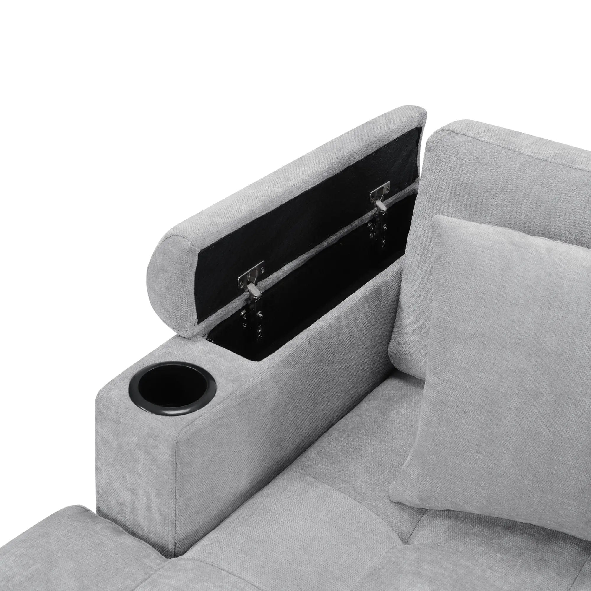 U Shaped Sectional Sofa, Corner Living Room Couch With Built In Cup Holders, Storage, USB Ports by HouseOfZazla