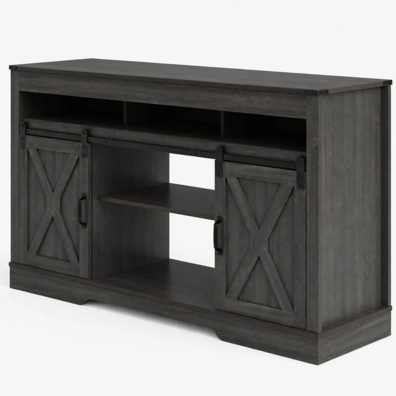 Farmhouse TV Stand With Sliding Barn Doors & Adjustable Storage by HouseOfZazla