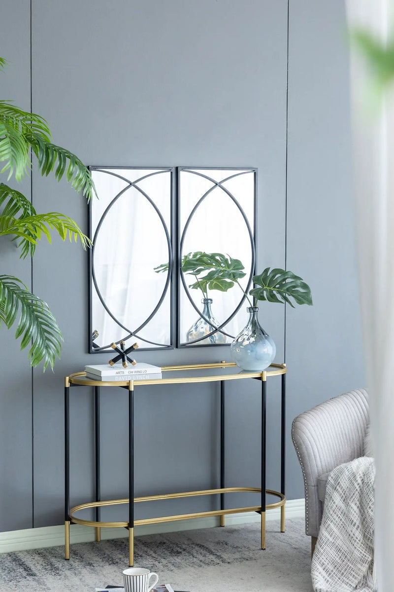 Rectangular Wall Mirrors With Frame, Home Decor For Living Room Bedroom Entryway - Black by Unique Piece Furniture