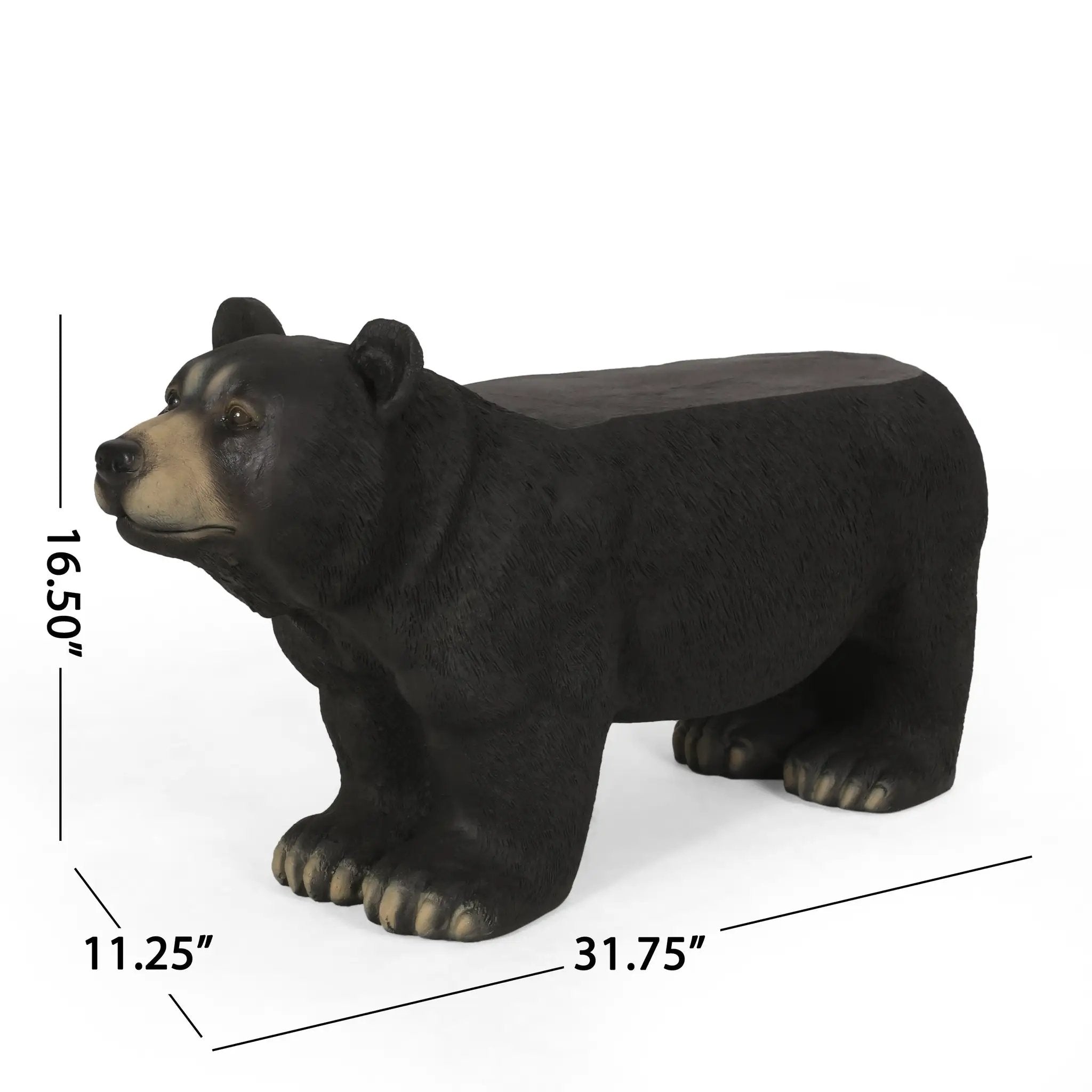 MGO Bear Bench, Concrete Outdoor Bench, Matte Black by HouseOfZazla