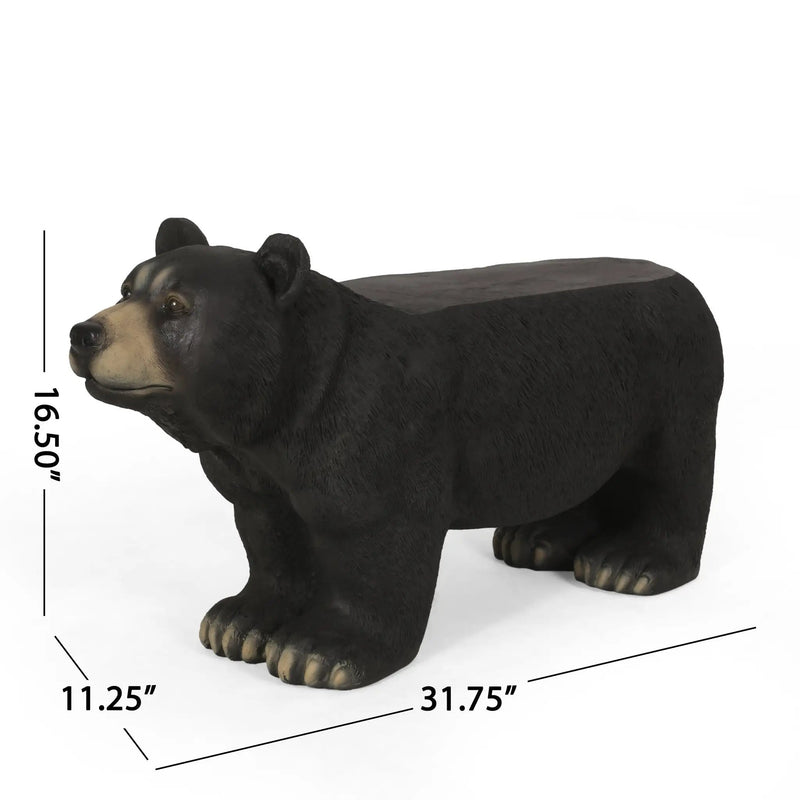 MGO Bear Bench, Concrete Outdoor Bench, Matte Black by HouseOfZazla