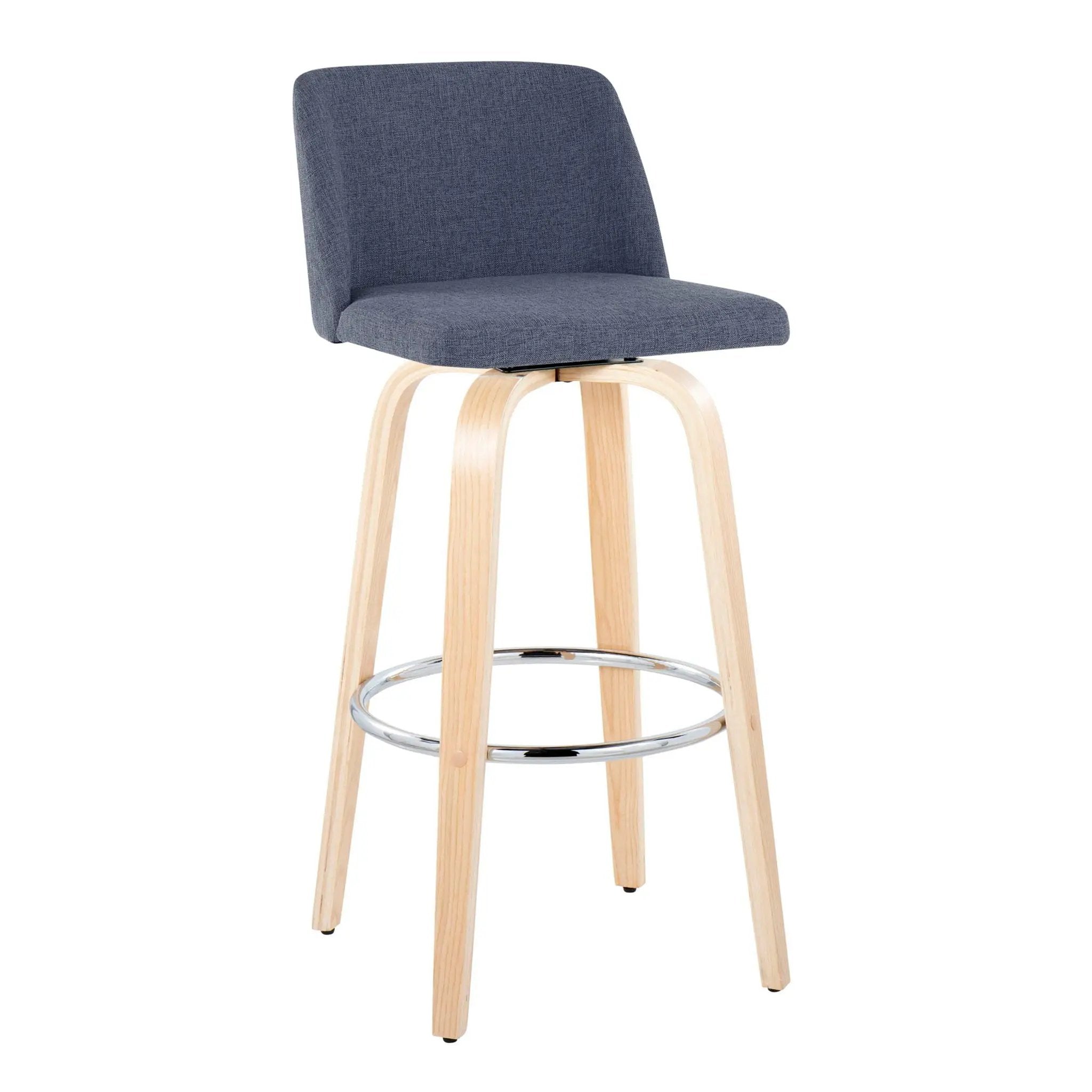 Toriano - Contemporary Fixed Height Barstool & Swivel With Round Footrest (Set of 2) by HouseOfZazla
