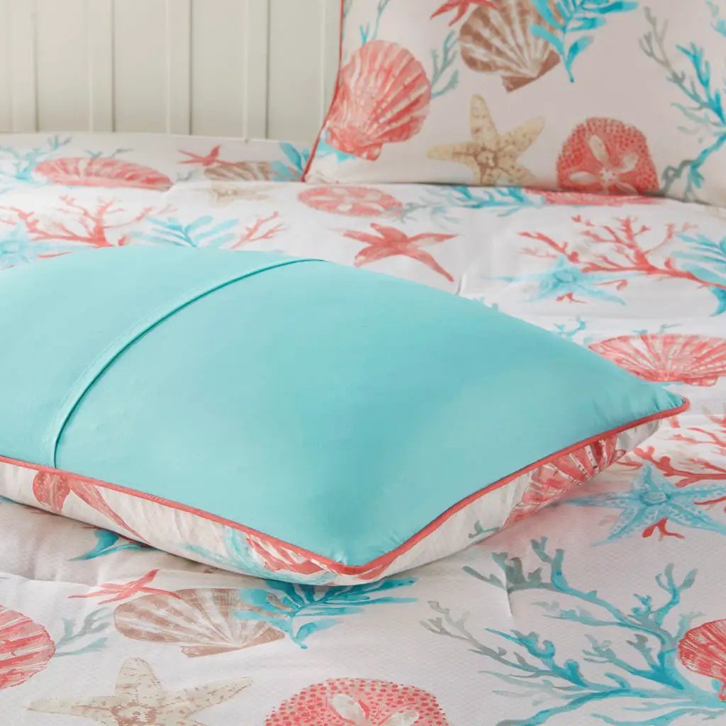 7 Piece Cotton Sateen Comforter Set Coral California King by HouseOfZazla