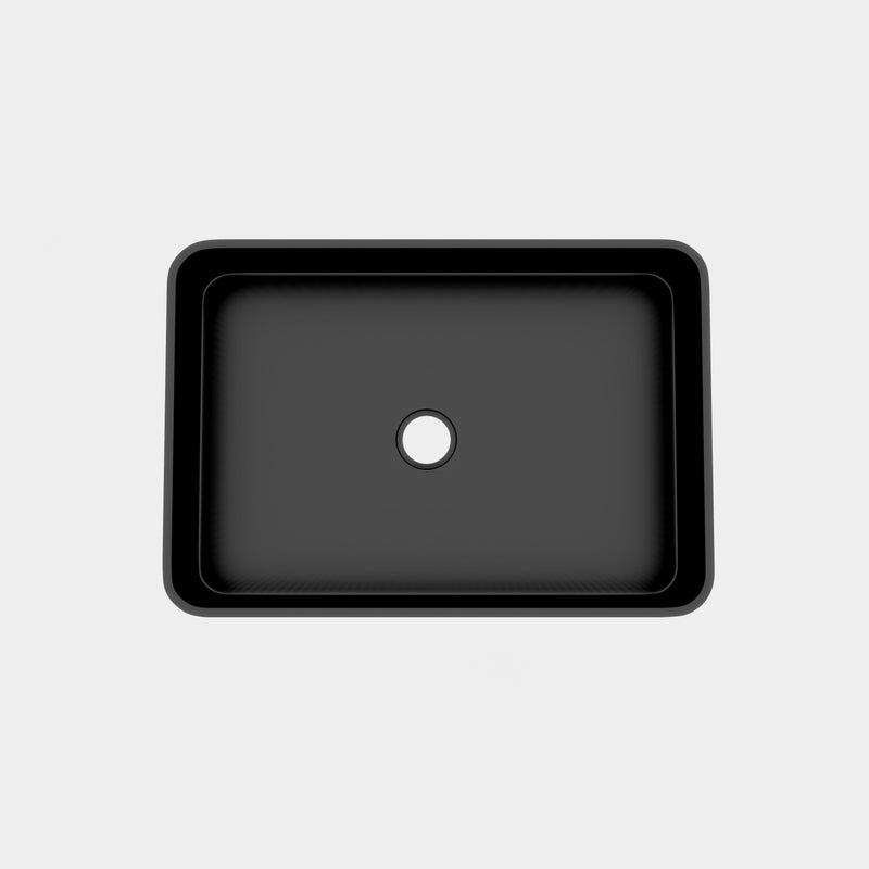 BB17 Integrated Black Ceramic Bathroom Vanity Sink by HouseOfZazla