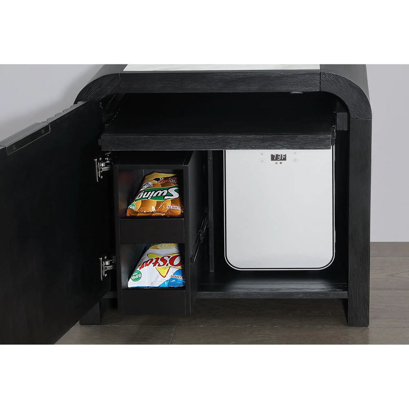 Beverly - Nightstand With Cooler And Speaker, LED Light, Rounded Sides - Black White by Unique Piece Furniture
