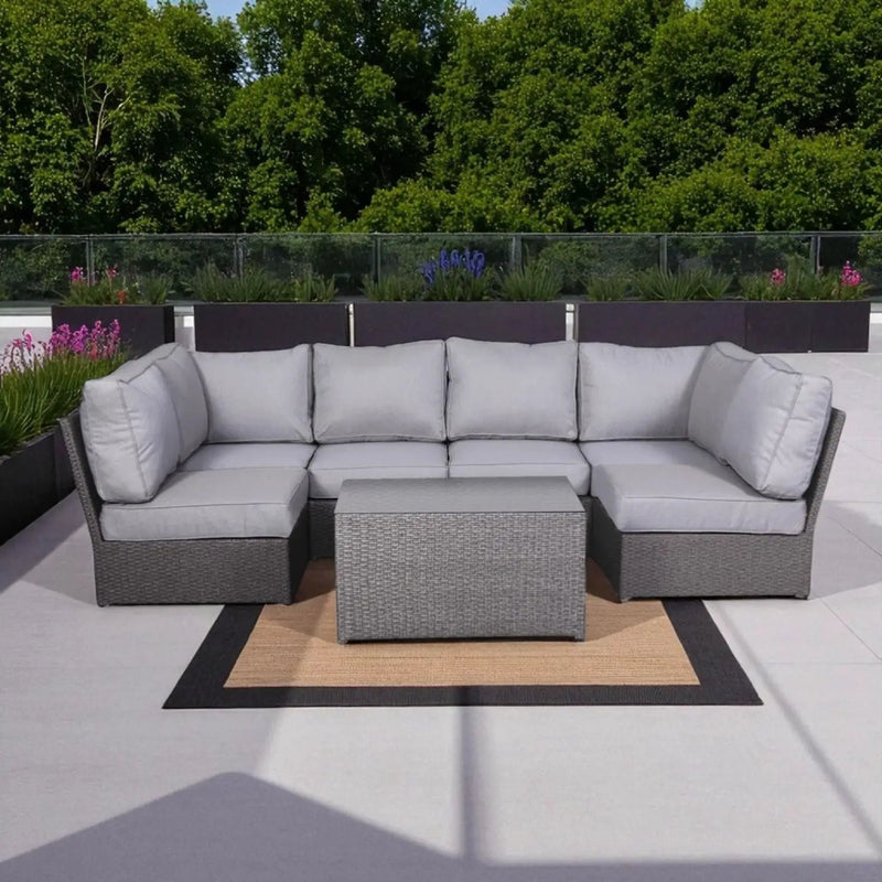Comfortable Modern Patio Rattan Sectional Set With Cushions by Unique Piece Furniture