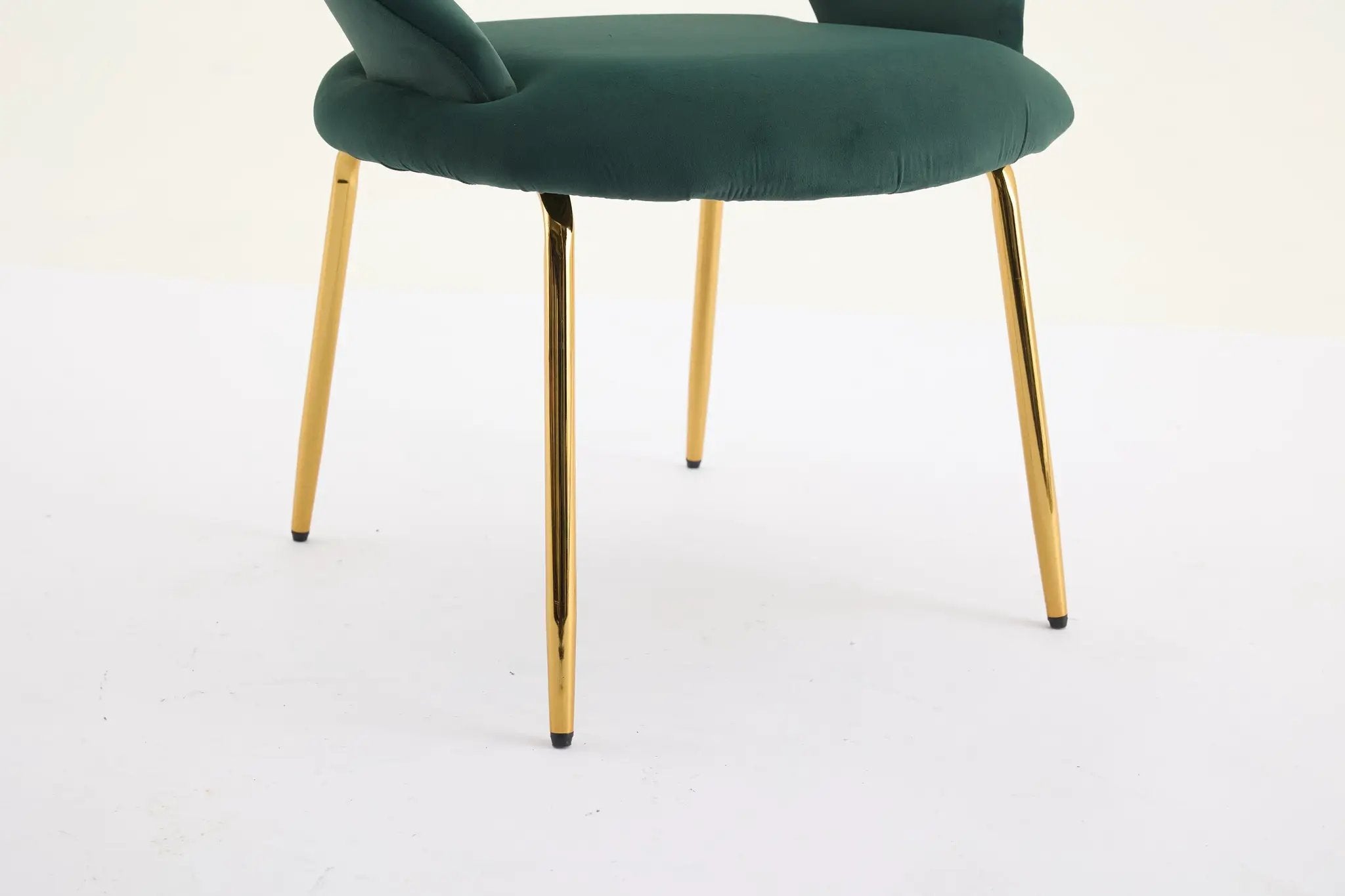 Velvet Fabric Dining Chair with Curved Backrest and Golden Metal Legs by HouseOfZazla