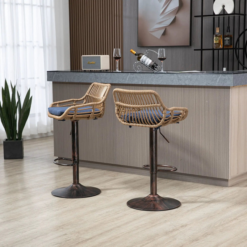 Modern Swivel Bar Stools Adjustable Counter Chairs With Footrest (Set of 2) by HouseOfZazla