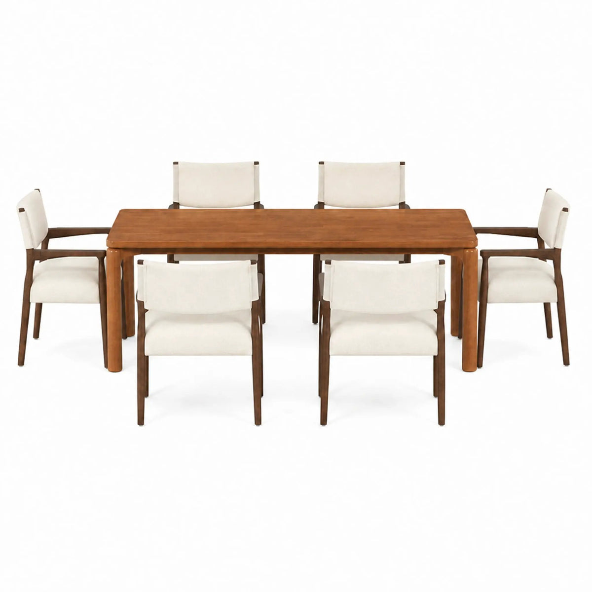 7-Piece Rectangular Dining Table Set, 70 Inch Rubber Wood by HouseOfZazla