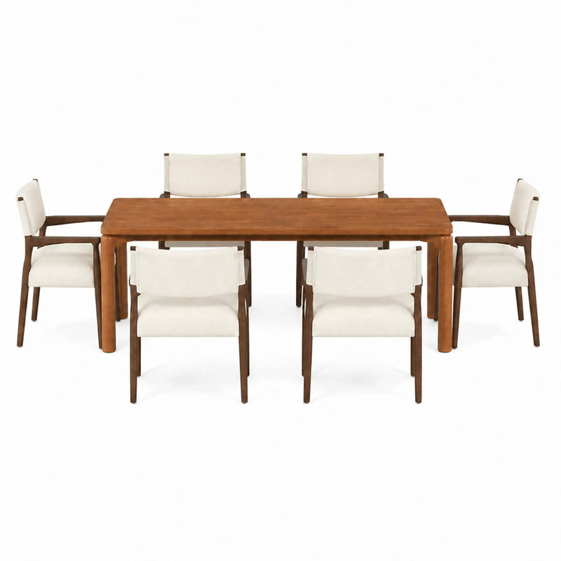 7-Piece Rectangular Dining Table Set, 70 Inch Rubber Wood by HouseOfZazla
