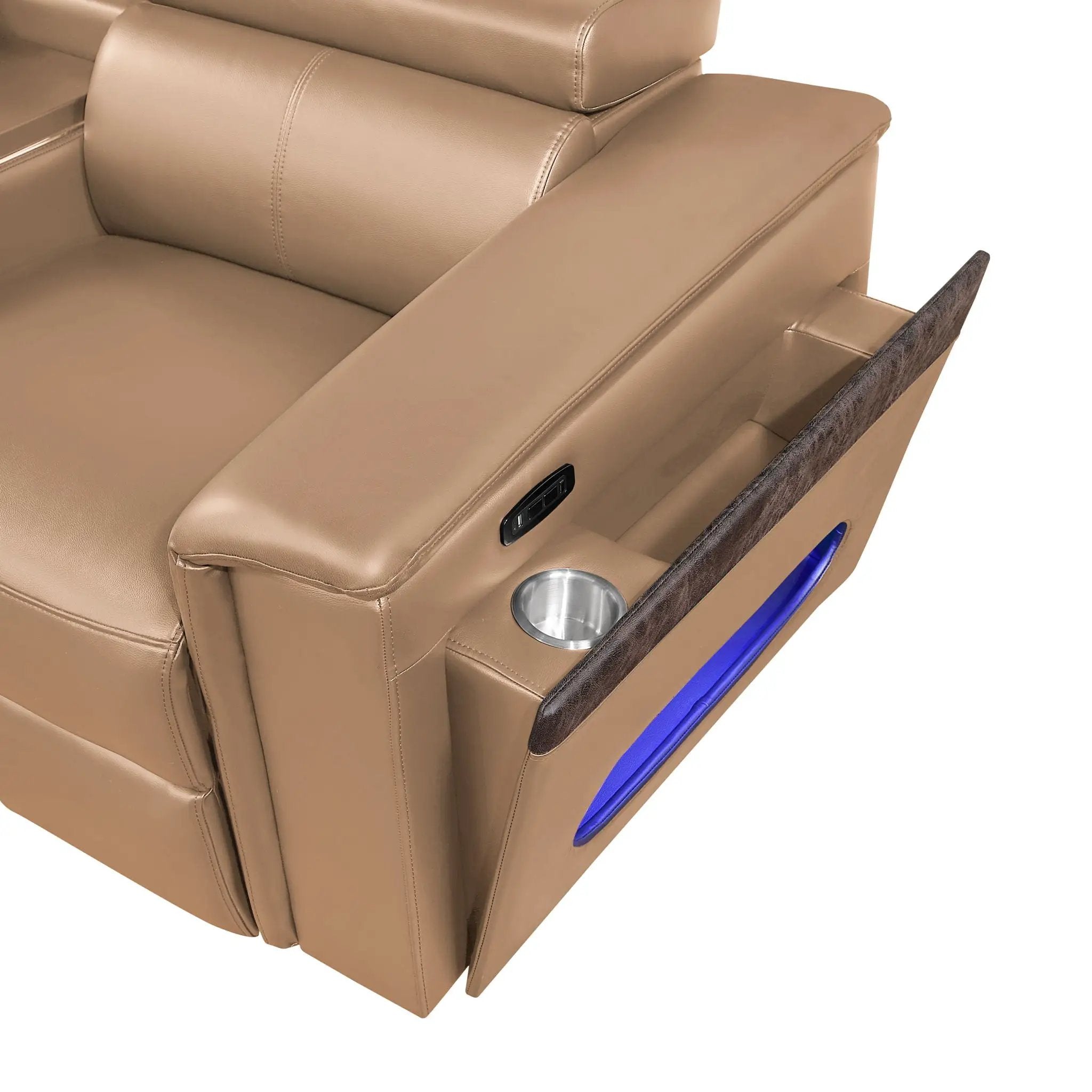 Nova - Sectional With Bluetooth Speaker, LED And Lifting Wine Cabinet by HouseOfZazla