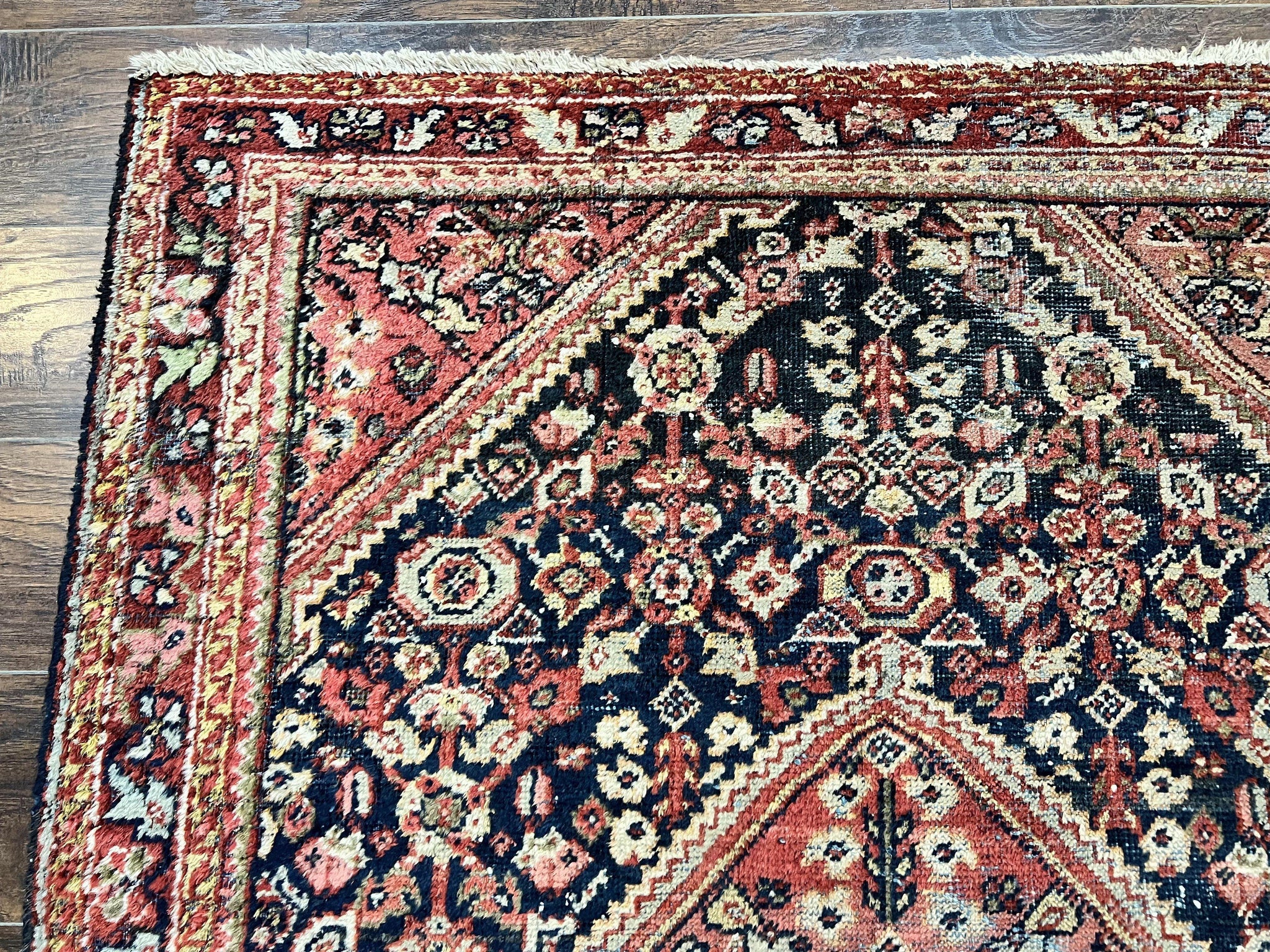 Antique Persian Mahal Rug 4x7, Wool Hand Knotted Tribal Geometric Carpet by Jewel Rugs