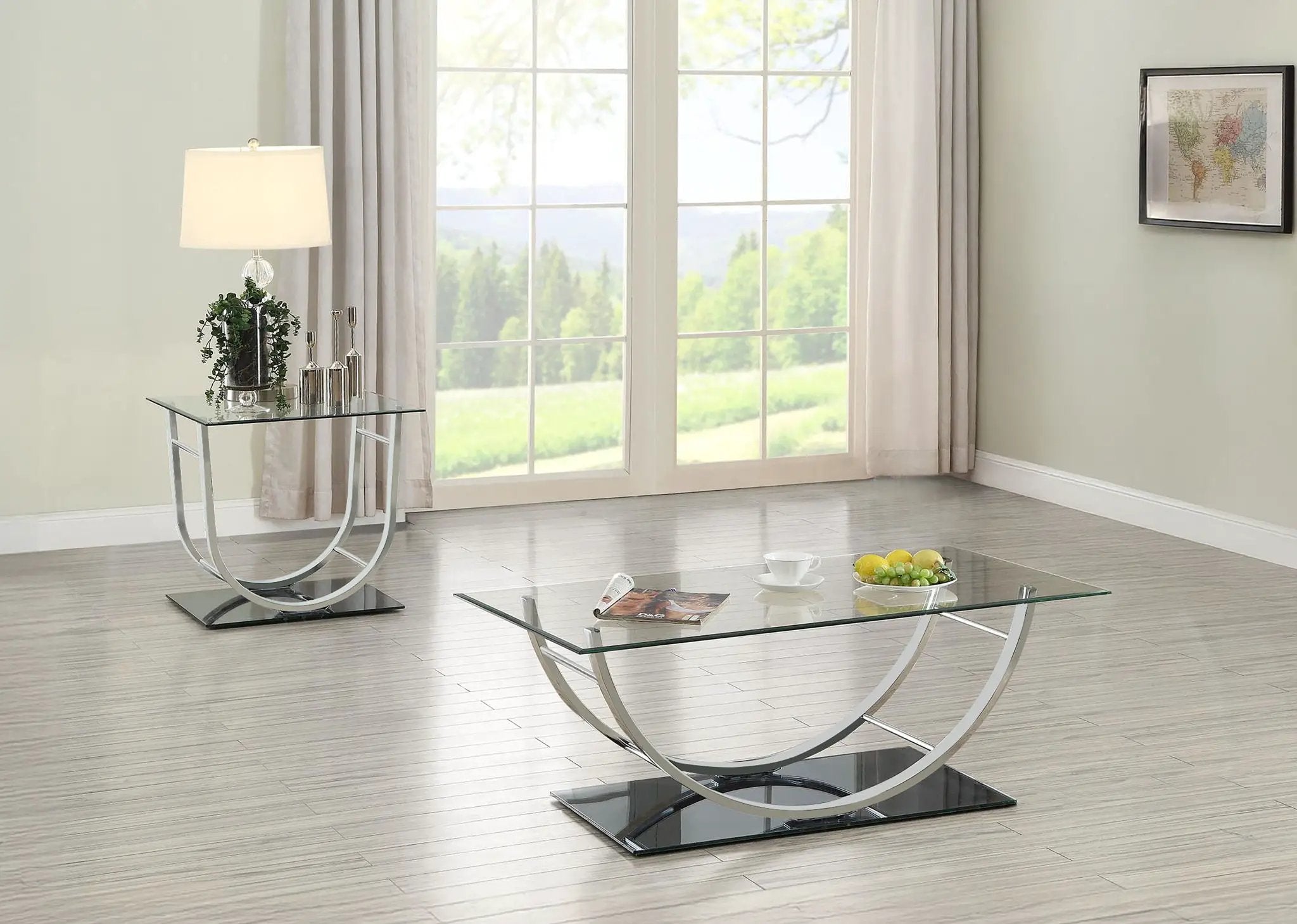 Danville 2-piece Glass Top Coffee and End Table Set Chrome by Unique Piece Furniture