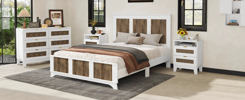 4-Pieces Bedroom Sets, Queen Size Farmhouse Platform Bed with Storage by HouseOfZazla