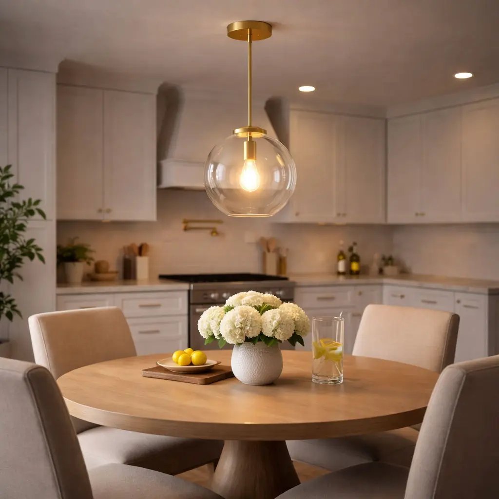 Gleam - Single Light Pendant Lamp With Clear Globe Satin - Antique Brass / Clear / Gold by Unique Piece Furniture