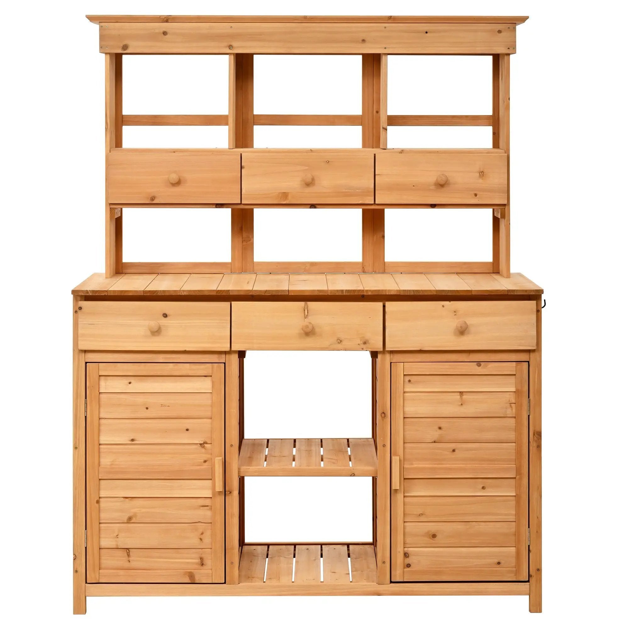 TOPMAX 65.7'' Tall Garden Potting Bench Table with Hutch by HouseOfZazla
